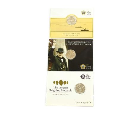 3 x UK Commemorative Silver £20 Coins comprising: 2014 ‘Centenary of the Outbreak of WW1,’ obv. Rank-Broadley portrait of the