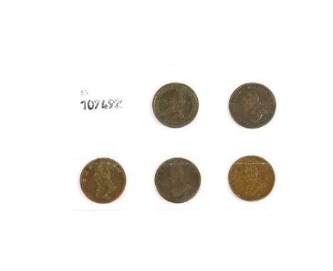 USA, 5 x ‘Washington Portrait’ Pieces, (a series of coins/tokens dating from 1783 to 1795 bearing the portrait of George Wash