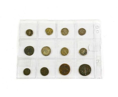 Roman Imperial, 12 x Silver &amp; Bronze Coins comprising: Julius Caesar denarius, obv. elephant walking right trampling on d