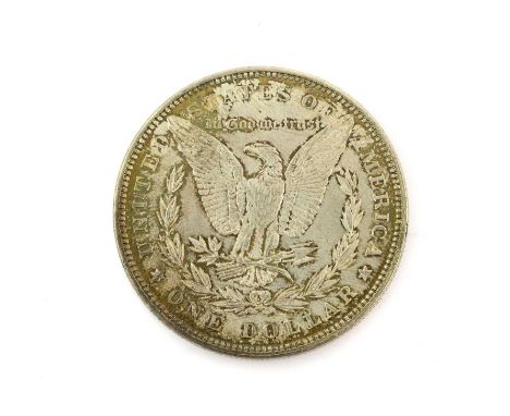 USA, 2 x Silver Morgan Dollars: 1879 obv. hairlines o/wise good edge &amp; surfaces, peripheral blue/gold tone AEF &amp; 1887