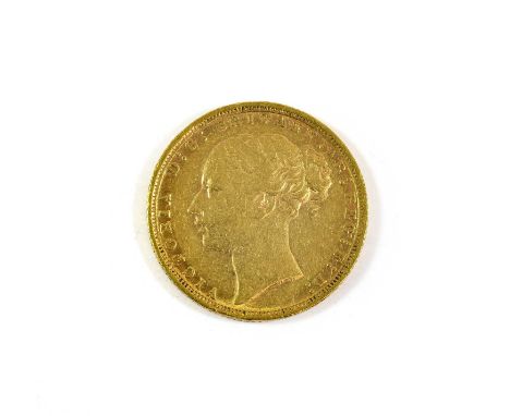 Victoria, Sovereign 1872, First Young Head, Pistrucci reverse, horse with long tail, light contact marks/hairlines, Fine/AVF.