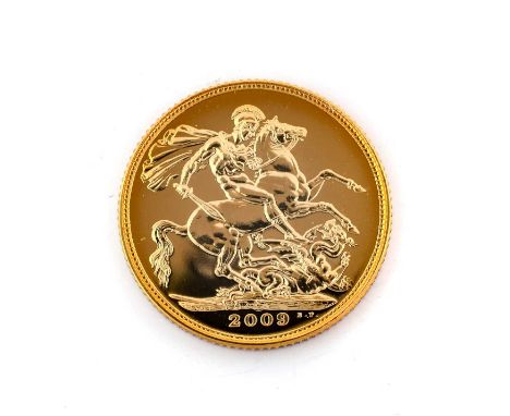 Elizabeth II Sovereign 2009, obv. Rank-Broadley portrait of the Queen, rev. Pistrucci, UNC.