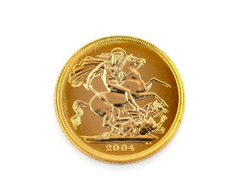 Elizabeth II Sovereign 2004, obv. Rank-Broadley portrait of the Queen, rev. Pistrucci, UNC.