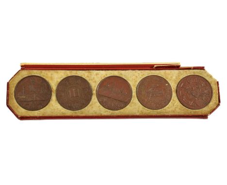 Diamond Jubilee of Queen Victoria 1897, five bronze medals in contemporary Spink &amp; Son case of issue (damaged), all obv. 