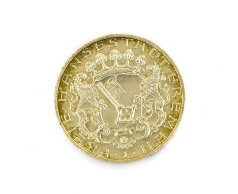 German States, Bremen 2 Marks 1904J  (Hamburg Mint), obv. large key in crowned shield with lion supporters, rev. Imperial cro