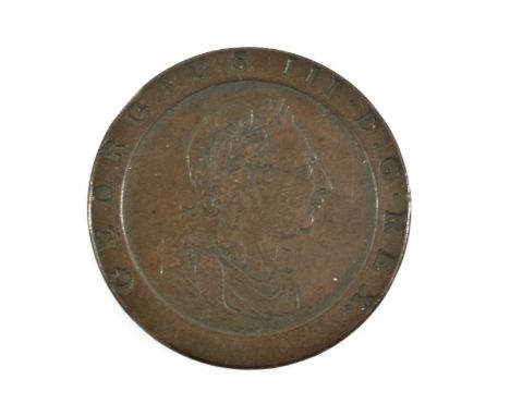 British and World Copper Coins, to include: George III, 'Cartwheel' twopence, 1797, Fine+; Essequibo and Demerary, George III