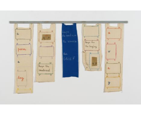 ROBERT FILLIOU (1926-1987)A poem a day 1979Technique mixteTissus, BoisGemengde techniekStoffen, HoutMixed mediaFabrics, wood8