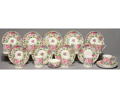 A&nbsp; CROWN STAFFORDSHIRE BONE CHINA FLORAL COFFEE SET, C1930, SAUCER 12CM DIAM, PRINTED MARK (21) Good condition. Note: on
