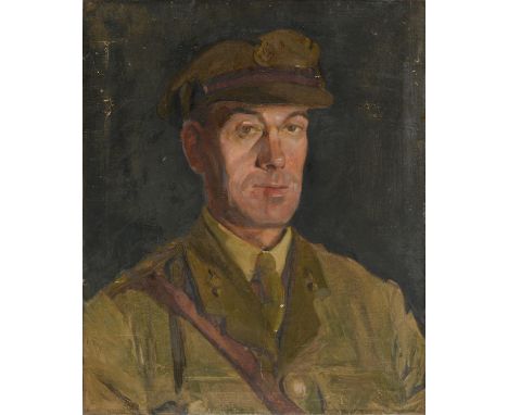 ATTRIBUTED TO ELLA COATES (1884-1937) - PORTRAIT OF AN OFFICER; PORTRAIT OF A MAN, TWO, BUST LENGTH, OIL ON CANVAS, 61 X 51CM