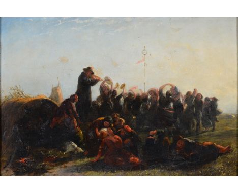 BRITISH SCHOOL, 19TH CENTURY - A GYPSY DANCE, OIL ON CANVAS, 32 X 47.5CM Unlined, varnish requiring a light clean. Localised 