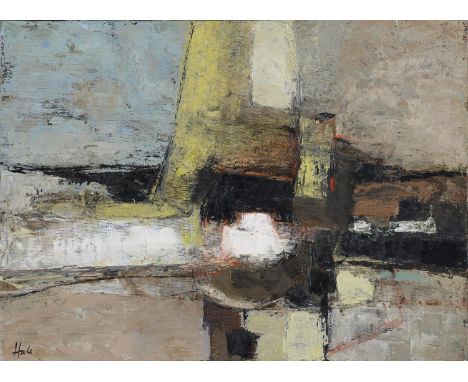 HELEN HALE ROI (1936-) - SEASCAPE, SIGNED, OIL ON BOARD, 28 X 38CM Good condition