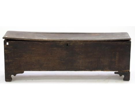 A GEORGE III BOARDED OAK CHEST, THE INTERIOR FITTED WITH A TILL, ON BRACKET FEET, 41CM H; 120 X 33CM Lid warped and split, re