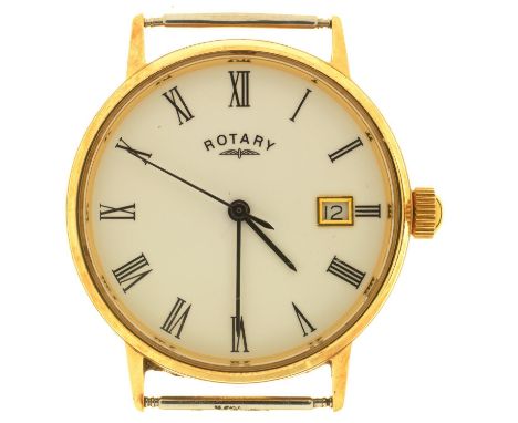 A ROTARY&nbsp; 9CT GOLD GENTLEMAN'S WRISTWATCH, ENGRAVED ON THE BACK Presented to Roy Collin in recognition of 40 years servi