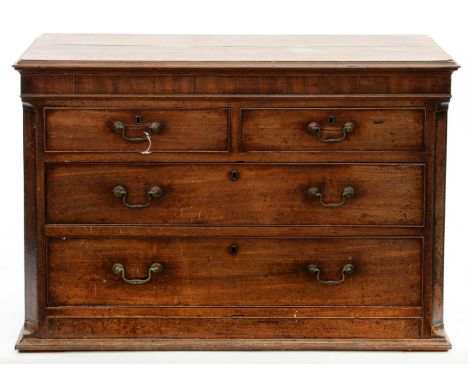 A GEORGE III MAHOGANY CHEST OF DRAWERS, FORMERLY THE UPPER PART OF A CHEST ON CHEST, 79CM H; 116 X 53CM Top surface split and