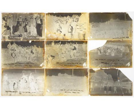 NOTTINGHAM. NINE RARE POSTCARD SIZED PHOTOGRAPHIC GLASS NEGATIVES OF COAL PICKERS DURING THE NATIONAL COAL STRIKE 1912, THE C