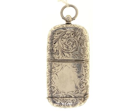 AN EDWARD VII SILVER COMBINED VESTA AND SOVEREIGN CASE, FOLIATE ENGRAVED, 82MM OVERALL, BY SAMUEL M LEVI, BIRMINGHAM 1901, 1 
