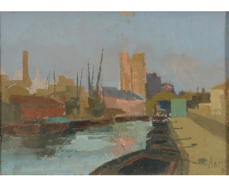NORMAN JAMES BATTERSHILL RBA (1922-2010) - BRIDGE AND STREAM ARUNDEL, SIGNED, OIL ON BOARD, 23.5 X 29CM AND EIGHT OTHERS BY C