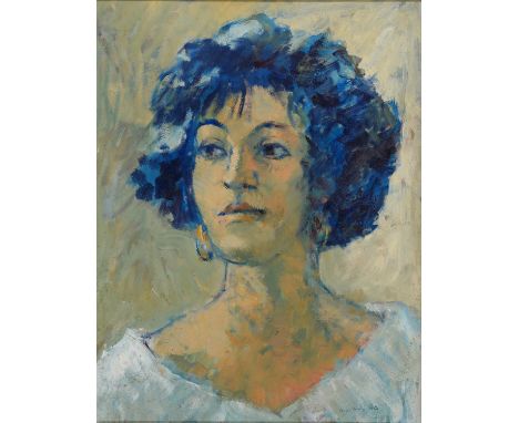 BARBARA HAZEL DUNLOP (FL 20TH/21ST C) - PORTRAIT OF THE ARTIST, SIGNED, OIL ON CANVAS, 59.5 X 44.5CM AND EIGHT OTHERS BY VARI