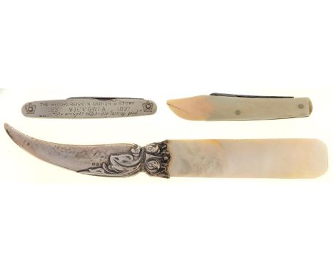 A VICTORIAN COMMEMORATIVE PEN KNIFE, ENGRAVED VICTORIA THE GOOD ... THE RECORD REIGN IN BRITISH HISTORY 1837-1897 AND STAMPED