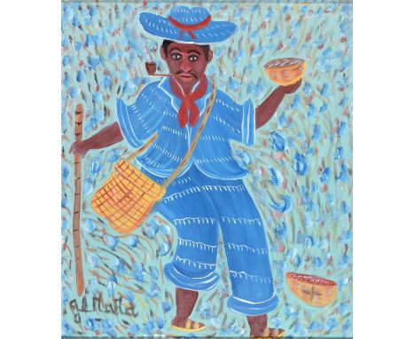 GERARD FORTUNE - SELF PORTRAIT, SIGNED, ACRYLIC ON CANVAS, 58 X 50CM Good condition