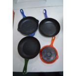 Four Le Creuset Cast Iron Enamel Small Frying Pans