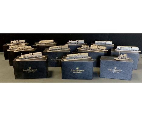 Royal Hampshire Art foundry models of trains including; Battersea 'Suburban Tank Engine', 'City of Truro' ,'Atlantic', 'Glads