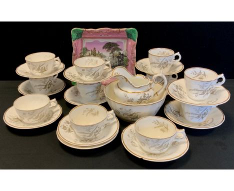 Ceramics - Copeland and Garrett tea service for ten including; ten tea cups and saucers, milk , sugar bowl 