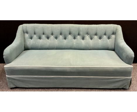 A Victorian bijou two-seat button-back settee, 67cm high x 154cm wide x 68cm. 