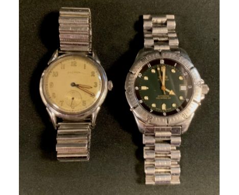 A Oris automatic 25 jewel wristwatch, graphite dial, block baton markers, centre seconds, date aperture, stainless steel case