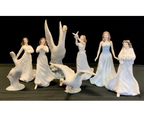 Royal Doulton figures including 'Loving Thoughts', HN3948; 'Thinking of you' ,HN3124; 'Forget me not', HN3388;' Christmas Day