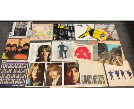 Vinyl records and LP's including The Beatles - White Album No.0408747 PCS7068 including photographs and lyric poster; The Bea