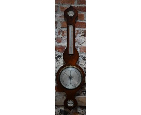 Routledge, Carlisle, a Victorian mahogany barometer, with silvered fittings, a/f, 94 cm long x 25.5 cm dia. 