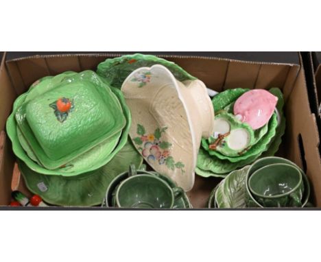 A quantity of decorative and useful ceramics including Carlton Ware leaf-moulded tableware, Copeland Spode tea service etc (2