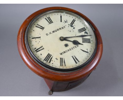 D K Murray, Winchester, a walnut cased single fusee dial clock, 32 cm dia.