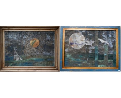 Elizabeth Macfarlane - 'Fly by Night', mixed media, 49 x 68 cm to/w Sailing by Night, mixed media, signed with initials, 49 x