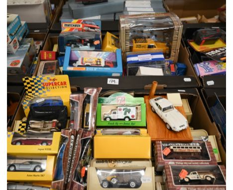 Two boxes of mostly boxed model vehicles including Corgi, Matchbox, Lledo etc (2) 