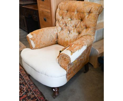 An antique mahogany framed button back armchair (a/f) 