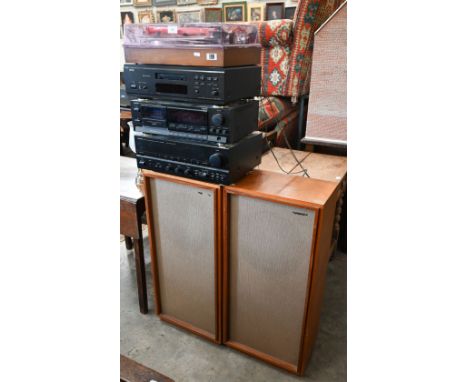 A Denon Hi-Fi stacking system comprising a PMA 880R amplifier; DRM cassette deck; DCD 1550AR cd player; an EVA 666  turntable