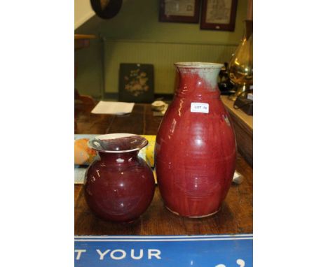 TWO SANG DE BOEUF GLAZED CERAMIC VESSELS 