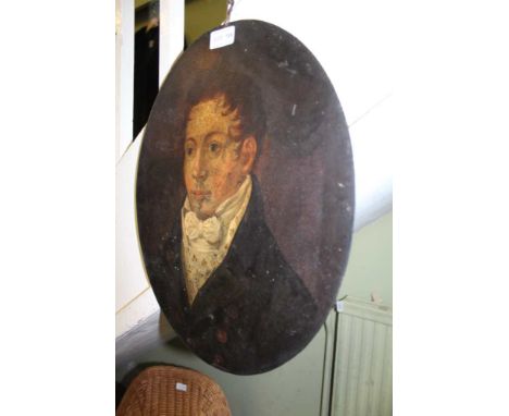 A POSSIBLE 19TH CENTURY OIL ON METAL MALE PORTRAIT 