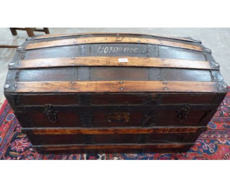 A 19th century metal bound dome topped trunk 36½' wide