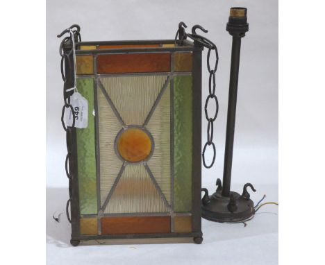 A Victorian stained glass hall lantern. 11' high
