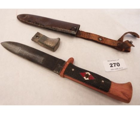 A WW2 Nazi dagger. Handle re-made in wood. Blade stamped RZ M7/66