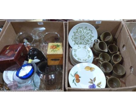 A box of Worcester Evesham and other ceramics and a box of ceramics and glassware