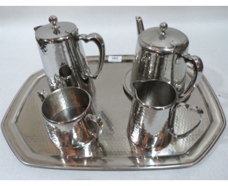 An Olde Hall stainless steel tea service of six pieces 