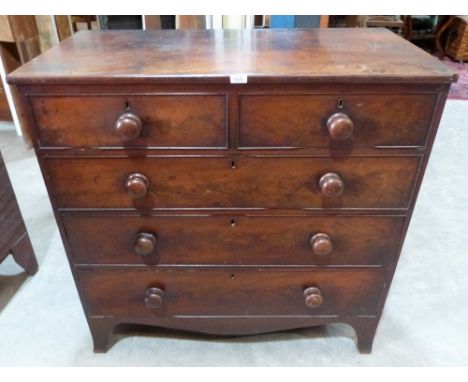 A George III mahogany chest of two short over three long drawers on bracket feet 42' wide