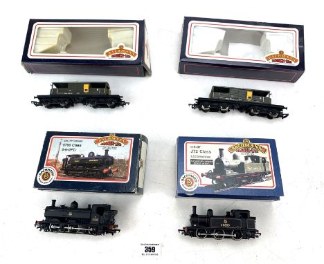 2 Bachmann 00 gauge locomotives - 5700 Class 0-6-0PT &amp; J72 class 0-6-0T and 2 brake vans, all boxed