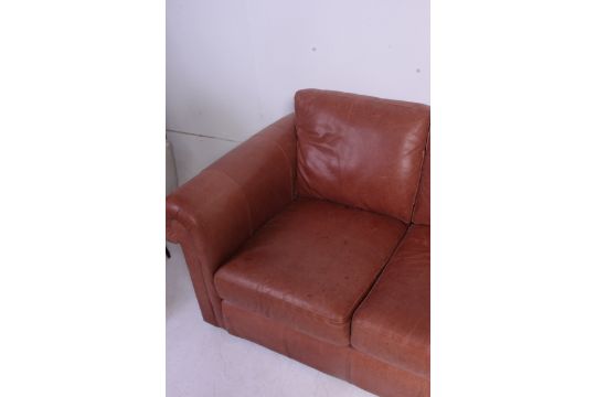 A Thomas Lloyd 2 Seat Brown Leather Chesterfield Sofa Settee Having Turned Stub Mahogany Feet Wit