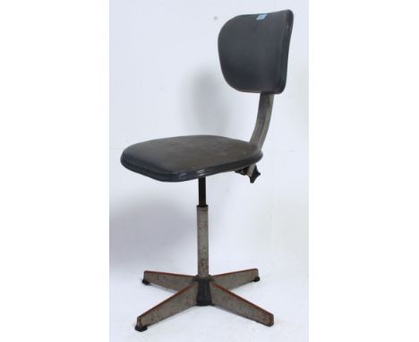 A good vintage industrial Evertaut machinists four legged work chair / stool. H89 x W44 x D44 cm 