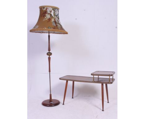 A retro 1950's British origin telephone table and similar standard lamp complete with shade. H88 x W89 x D59 cm  